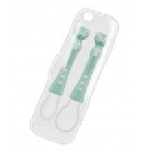 Набор силиконовых ложечек Мишки в футляре, бирюзовые