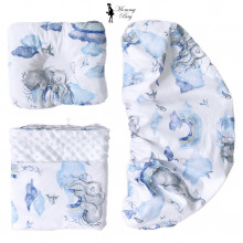Набор 3в1 в КОЛЯСКУ RoyalBaby №14 Слоники голубые с пледом Набор 3в1 в КОЛЯСКУ RoyalBaby №14 Слоники голубые с пледом