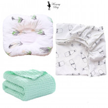 Набор 3в1 в детскую кроватку RoyalBaby №5 Перья и молоко с муслиновым пледом (мятным) Набор 3в1 в детскую кроватку RoyalBaby №5 Перья и молоко с муслиновым пледом (мятным)