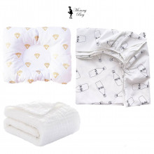 Набор 3в1 в детскую кроватку RoyalBaby №2 Бриллианты и молоко с муслиновым пледом (молочным) Набор 3в1 в детскую кроватку RoyalBaby №2 Бриллианты и молоко с муслиновым пледом (молочным)