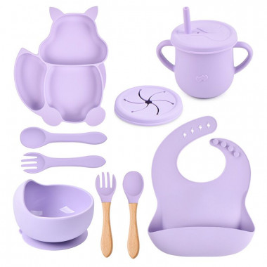 Набор силиконовой посуды 9в1 Лавандовый (Подарочная упаковка)
