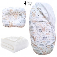 Набор 3в1 в КОЛЯСКУ RoyalBaby №17 Совы и зайчики с муслиновым пледом Набор 3в1 в КОЛЯСКУ RoyalBaby №17 Совы и зайчики с муслиновым пледом