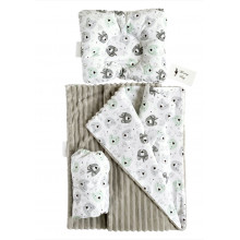 Набор в детскую кроватку 3в1 (простынь, плед, подушка) Мишки-индейцы №17