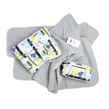 Летний набор в кроватку 3в1 Лев в Машинке