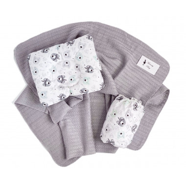 Летний набор в кроватку 3в1 Мишки-индейцы