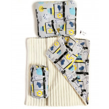 Набор в детскую кроватку 3в1 (простынь, плед, подушка) Лев в машинке №8