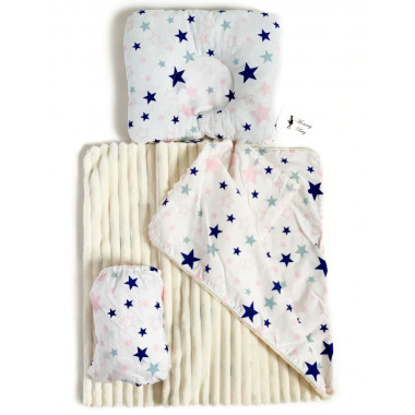 Набор в детскую кроватку 3в1 (простынь, плед, подушка) Звездочки №9