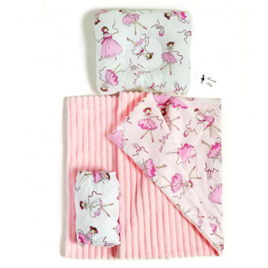 Набор в детскую кроватку 3в1 (простынь, плед, подушка) Балерины №11