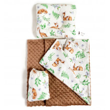 Набор в детскую кроватку 3в1 (простынь, плед, подушка) Косули №12