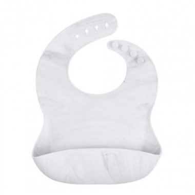 Нагрудник силиконовый Mommy Bag с карманом – Мраморный