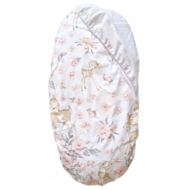Простынь-наматрасник 80*40 см в коляску №10 Олененок с олененком в цветочках