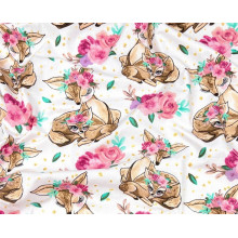 Простынь-наматрасник 80*40 см в коляску №1 Олененок с цветочками Простынь-наматрасник 80*40 см в коляску №1 Олененок с цветочками