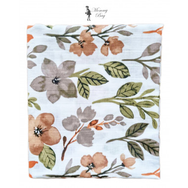 Муслиновая пеленка Mommy Bag №22 Цветочки с листочками