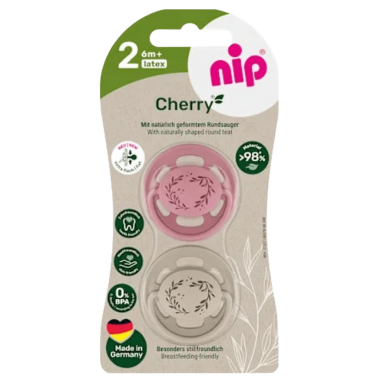 Пустышки Nip (соска) Вишенка кораллово-бежевые (6-18 мес) GREEN