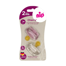 Пустышка Nip Вишенка, 6-18 мес., латекс, для девочки, 2 шт. (Розово-бежевые)