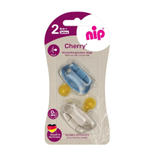Пустышка Nip Вишенка, 6-18 мес., латекс, для мальчика, 2 шт. (Голубовато-бежевые)