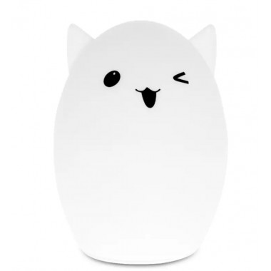 Ночник детский силиконовый Котик, 7 Цветов USB
