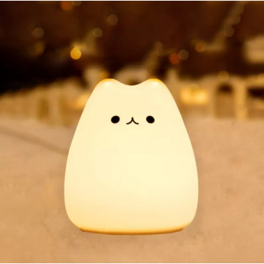 Ночник детский силиконовый Котик, 7 Цветов LED 