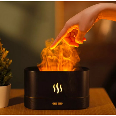 Ночник-увлажнитель воздуха Пламя, USB, Черный