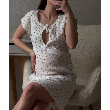 Ночная рубашка для кормления Капля Молочная с сердечками S