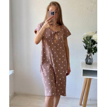 Ночная рубашка для кормления Капля Бежевая с сердечками L Ночная рубашка для кормления Капля Бежевая с сердечками L