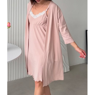 Комплект халат и рубашка в роддом Пудровый M