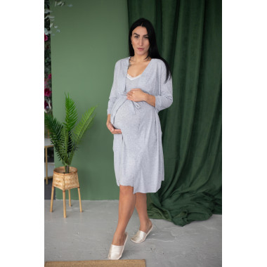 Комплект халат и рубашка в родильный Elegant Gray L\XL 