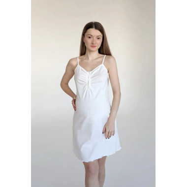 Ночная рубашка для кормления на тонких бретелях Молочная L