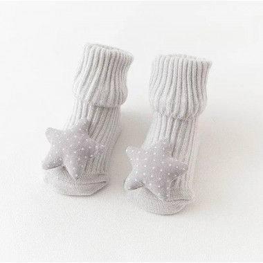Носочки нарядные 0-12 мес #1 Звездочка (серые)  (р.16-19)