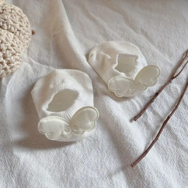 Носочки нарядные 0-12 мес #12 Крылья (Молочные)  (р.16-19)