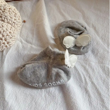 Носочки нарядные 0-12 мес #13 Крылья (Серые)  (р.16-19)