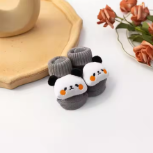 Носочки нарядные 0-12 мес #16 Пандочки (Серые) (размер стельки 11.5 см)