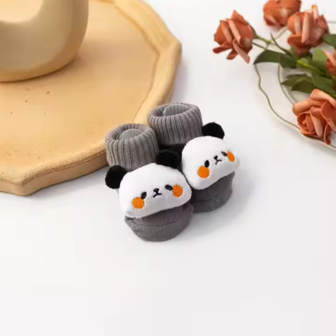 Носочки нарядные 0-12 мес #16 Пандочки (Серые) (размер стельки 11.5 см)