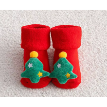 Носочки нарядные 0-12 мес (р.18-21) #25 Красные с елочкой (махровые) (размер стельки 11.5 см)