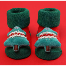 Носочки нарядные 0-12 мес (р.18-21) #30 Рождественские с елкой (махровые) (размер стельки 11.5 см)