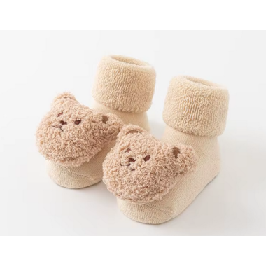 Носочки нарядные 0-12 мес #17 Мишка Тедди (Молочные) (размер стельки 11.5 см)
