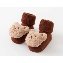 Носочки нарядные 0-12 мес #18 Мишка Тедди (Темно-коричневые) (размер стельки 11.5 см)