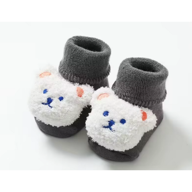 Носочки нарядные 0-12 мес #22 Мишка Тедди (Серые) (размер стельки 11.5 см)