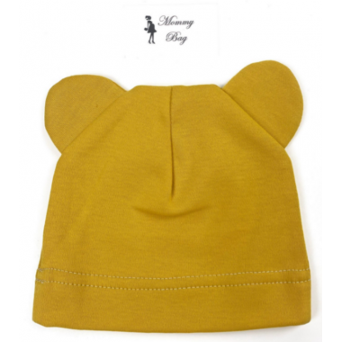 Шапочка Baby Body 0-6 мес Горчичная с ушками №9