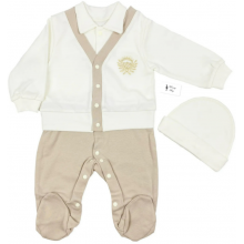 Человечек с шапочкой RoyalBaby Колледж (бежевый), р.56 - 0-3 мес.