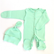 Слипик (человечек) + шапочка 3-6 месяцев Мятный 56см