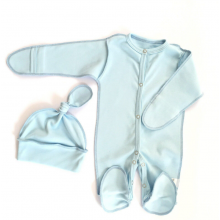 Слипик (человечек) + шапочка 3-6 месяцев Голубой р.62