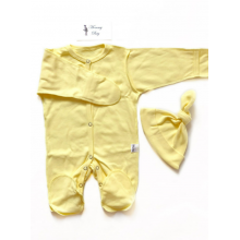 Слипик (человечек) + шапочка 3-6 месяцев Лимонный р.62