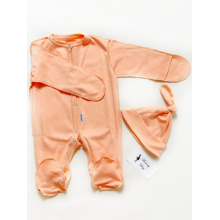 Слипик (человечек) + шапочка Baby body Персиковый р.56