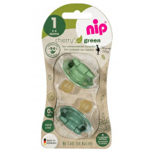 Пустышка Nip Вишенка GREEN, 0-6 мес., латекс, для мальчика, 2 шт. (Зеленые)