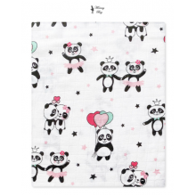 Муслиновая пеленка 100х80 см Панды Розовые #7