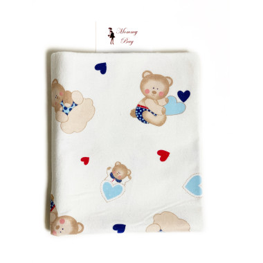 Фланелевая пеленка 110х90см Мишки с сердечками #39 (байка)