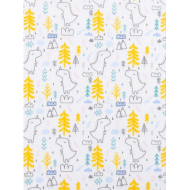 Фланелевая пеленка 110х90см Динозаврики в лесу #2 (байка)