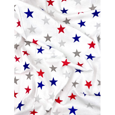 Фланелевая пеленка 110х90см Звездочки сине-красные #12 (байка)