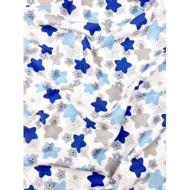 Фланелевая пеленка 110х90см #19 Звездочки синие (байка)